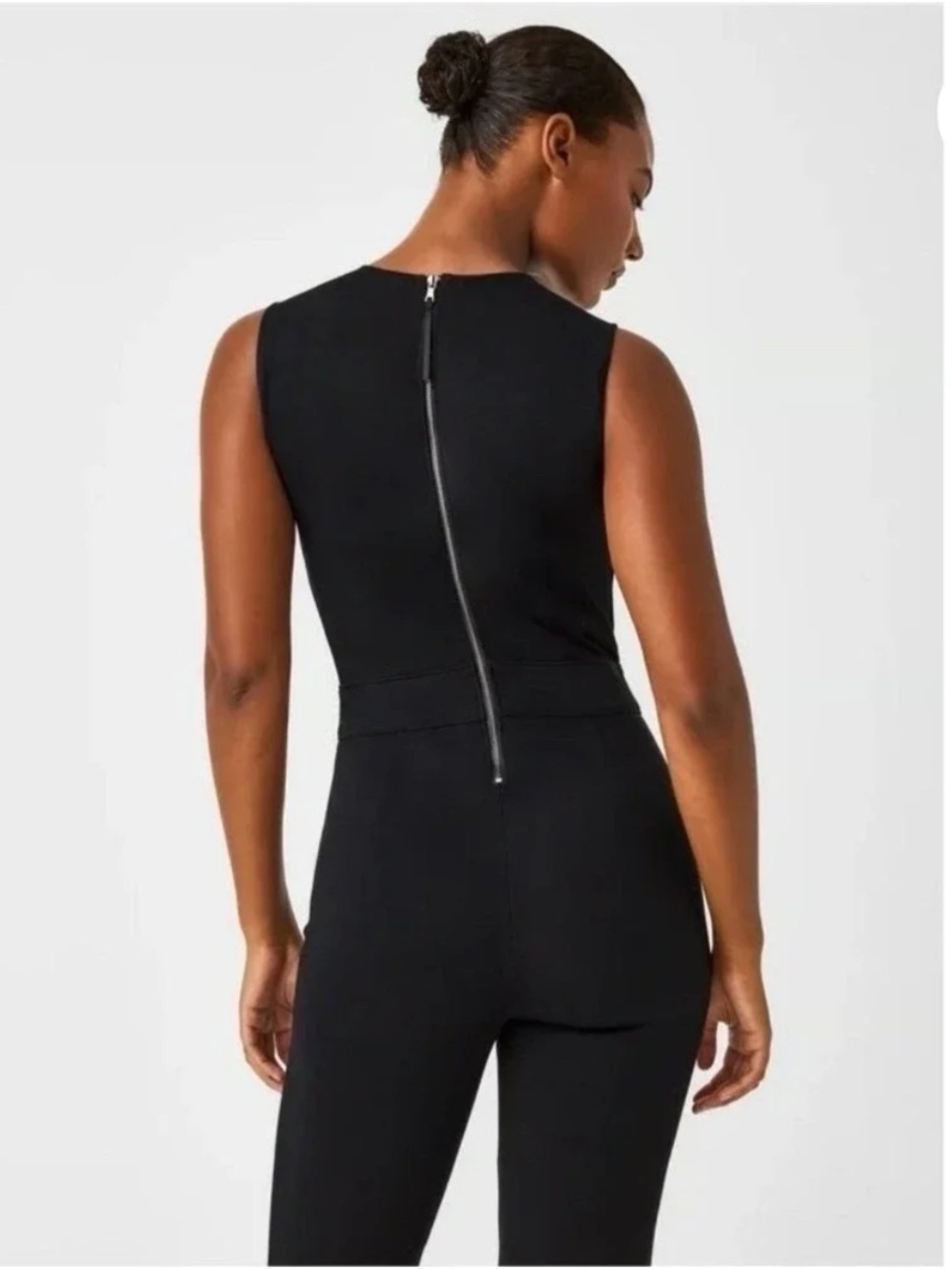 Spanx The Perfect Sleeveless Jumpsuit Classic Black Flare Leg M (short/petite) - Picture 5 of 14